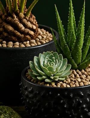 Potted echeveria and aloe